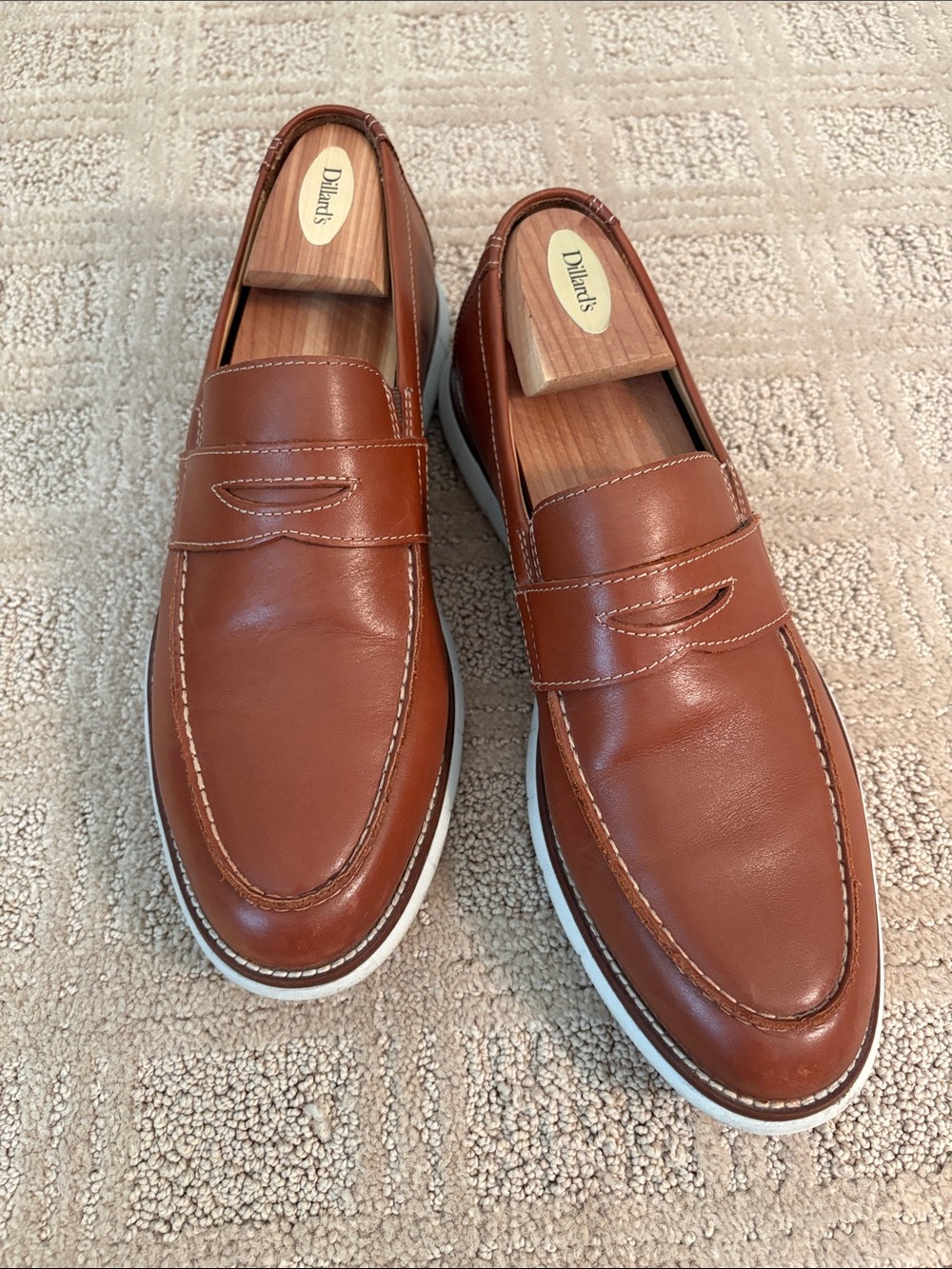 Johnston & Murphy Brown Leather Penny Loafers, with wooden shoe trees included